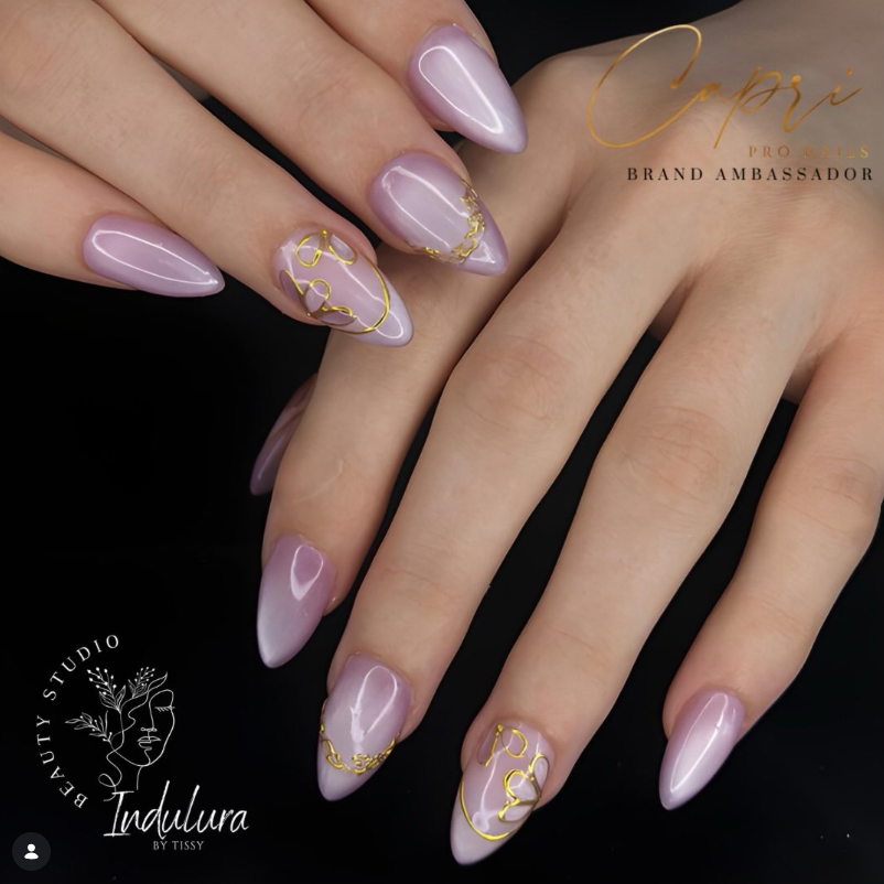 Lilac Chrome Glaze with 3D Gold Accents